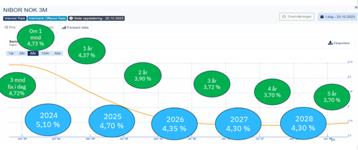 Illustrasjon av Nibor og budsjettrenter