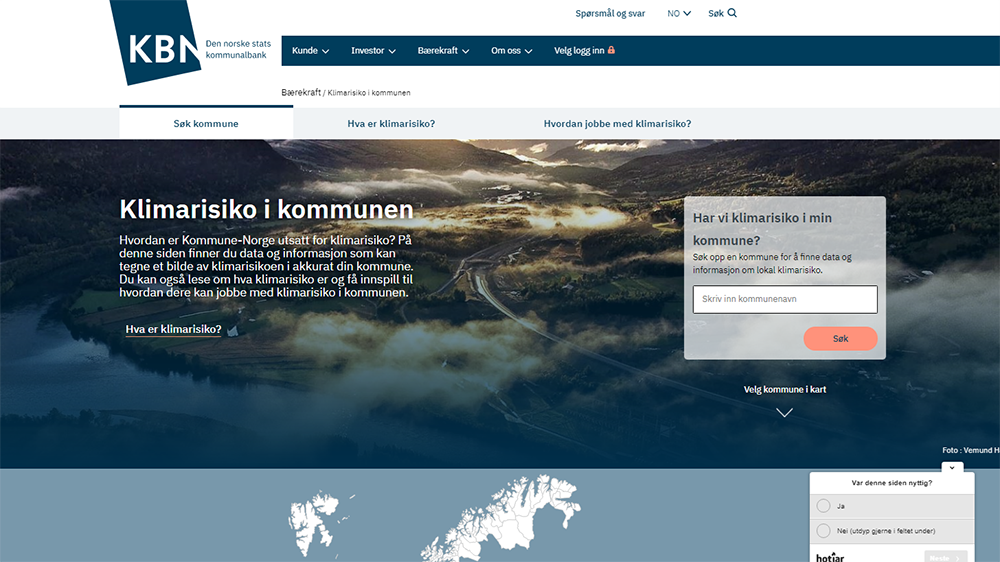 Screenshot av klimarisikoverktøyet