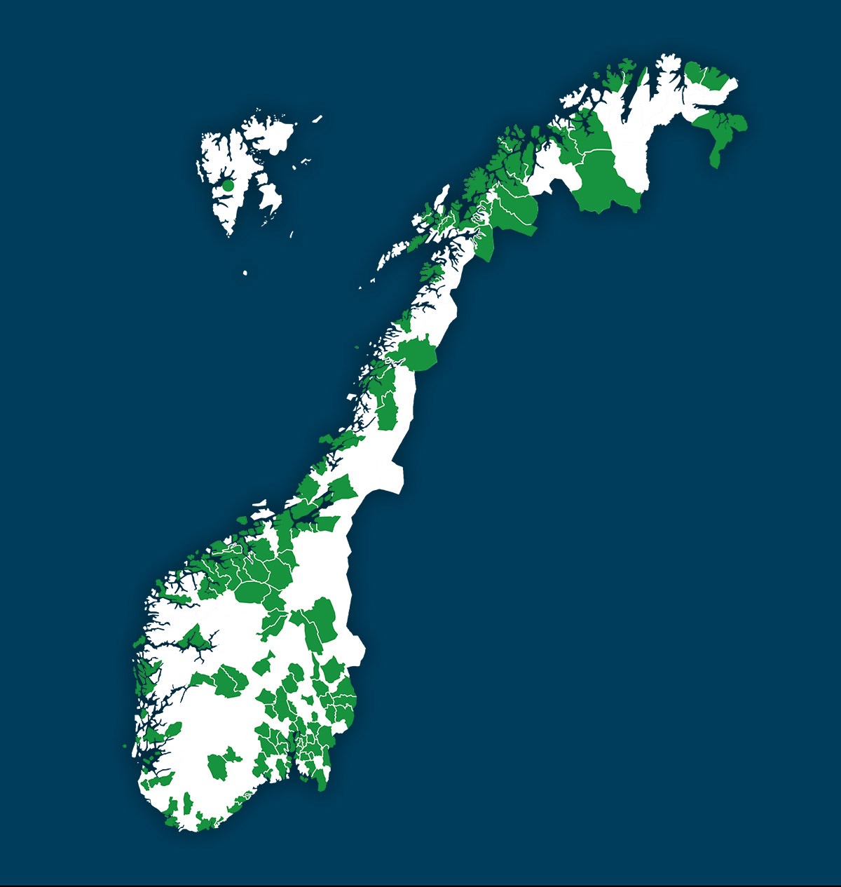 Kart over kommuner med grønne lån