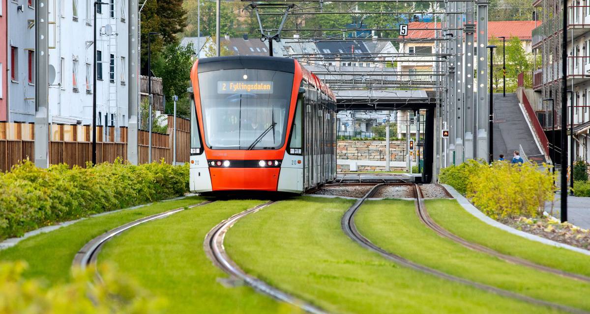Bilde av bybanen i Bergen